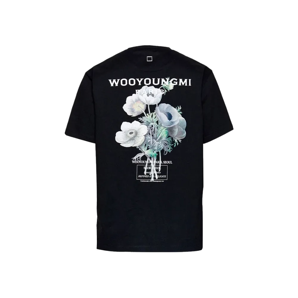 Wooyoungmi Flower Print Back Logo T-Shirt Black - 23FW