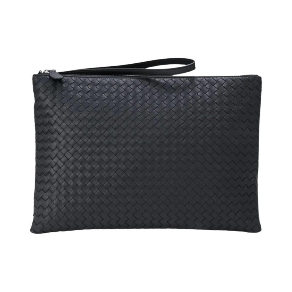 Bottega Veneta Intrecciato Strap Clutch Black