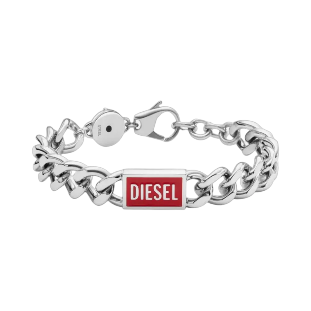 Diesel Dx1371 Stainless Steel Logo Chain Bracelet Silver