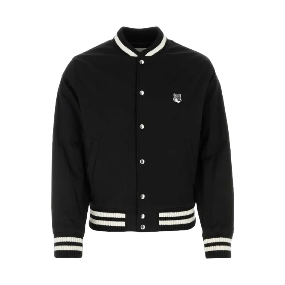Maison Kitsune Cotton Satin Teddy Blouson Black