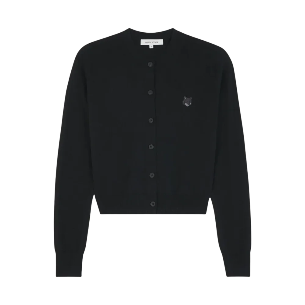 (W) Maison Kitsune Bold Fox Head Patch Regular Cardigan Black