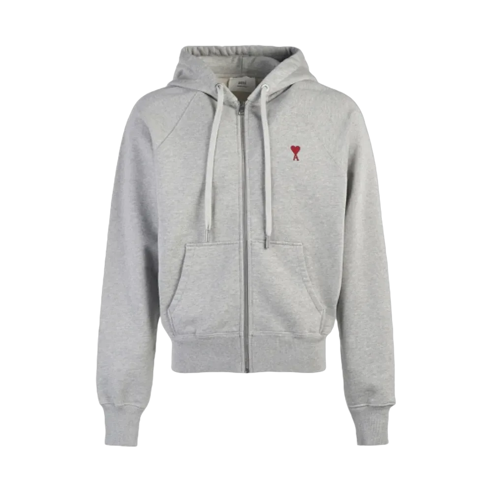 AMI de Coeur Cotton Zipped Hoodie Heather Ash Grey