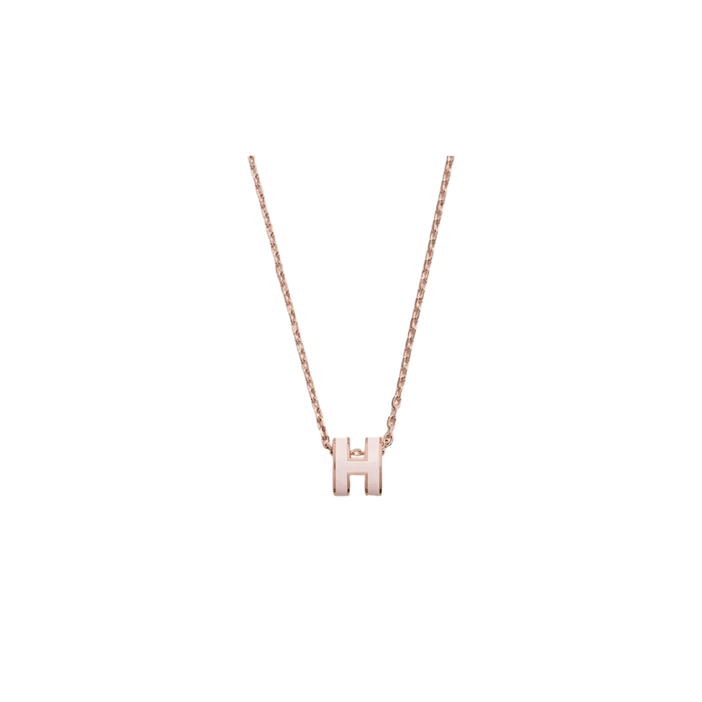 (W) Hermes Mini Pop H Pendant Rose Gold & Rose Dragee