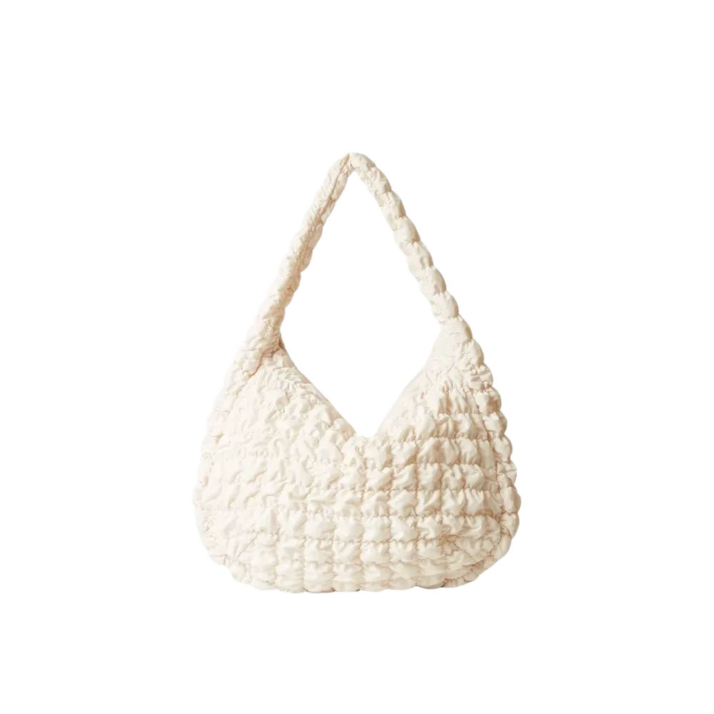 COS Quilted Oversized Shoulder Bag Off White Light Beige