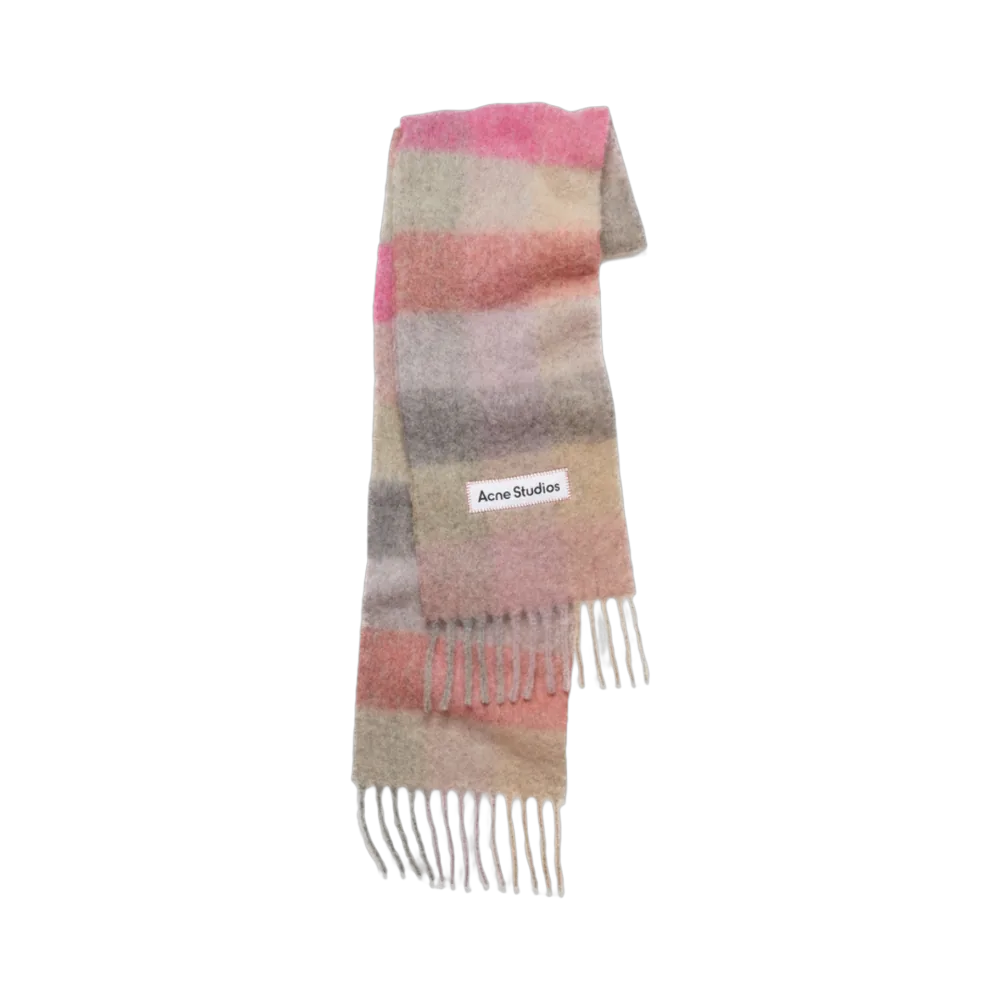 Acne Studios Mohair Check Muffler Fuchsia Lilac Pink
