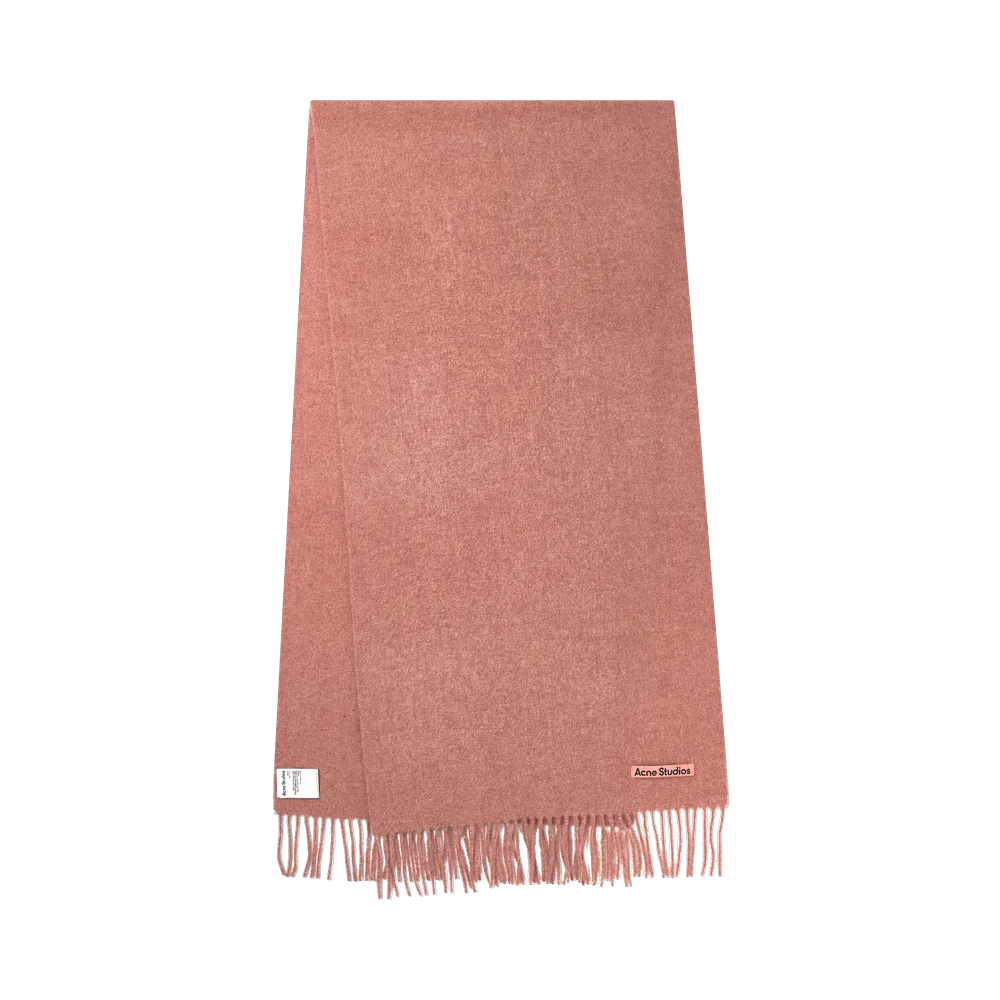 Acne Studios Narrow Wool Fringe Muffler Rose Melange