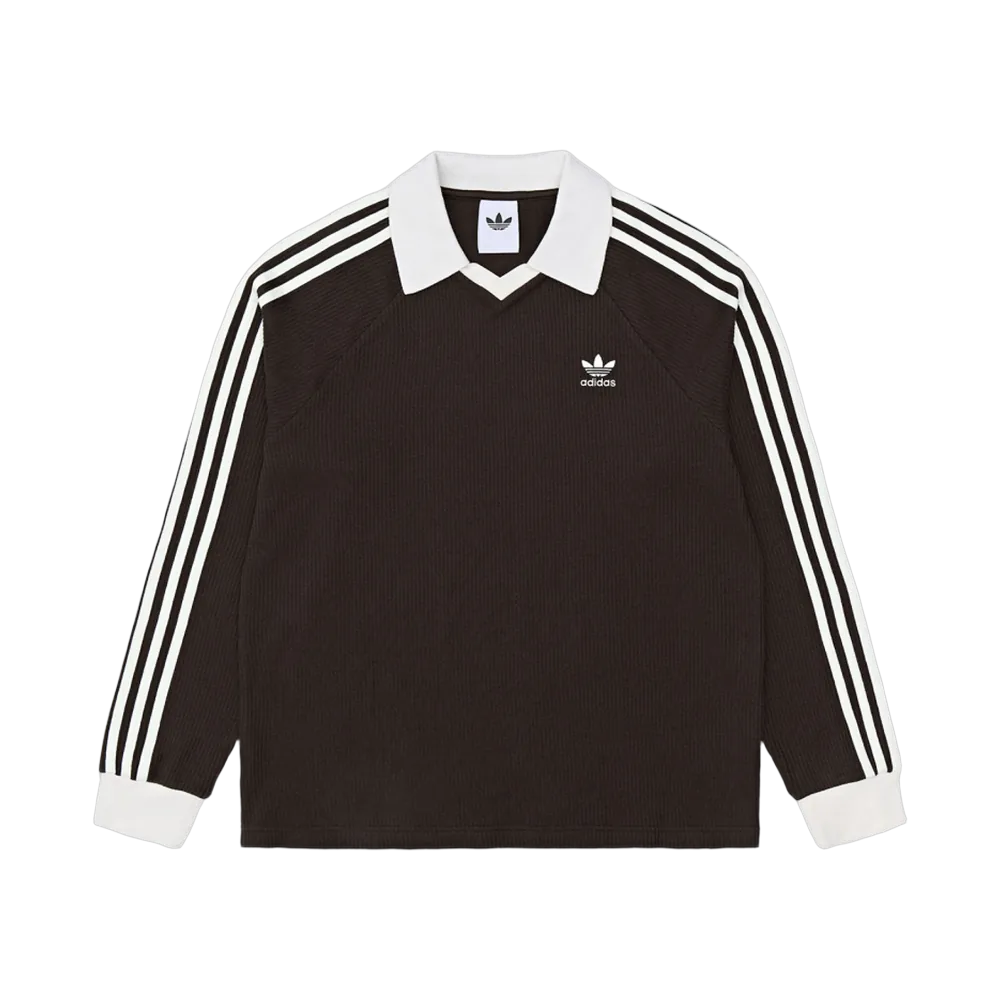 Adidas Waffle Long Sleeve Polo T-Shirt Dark Brown - KR Sizing
