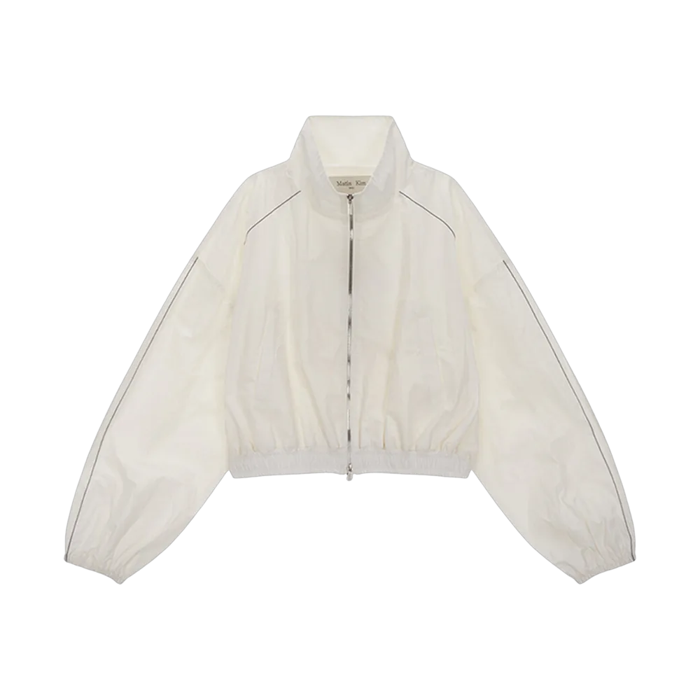 (W) Matin Kim Coating Crop Blouson in Ivory