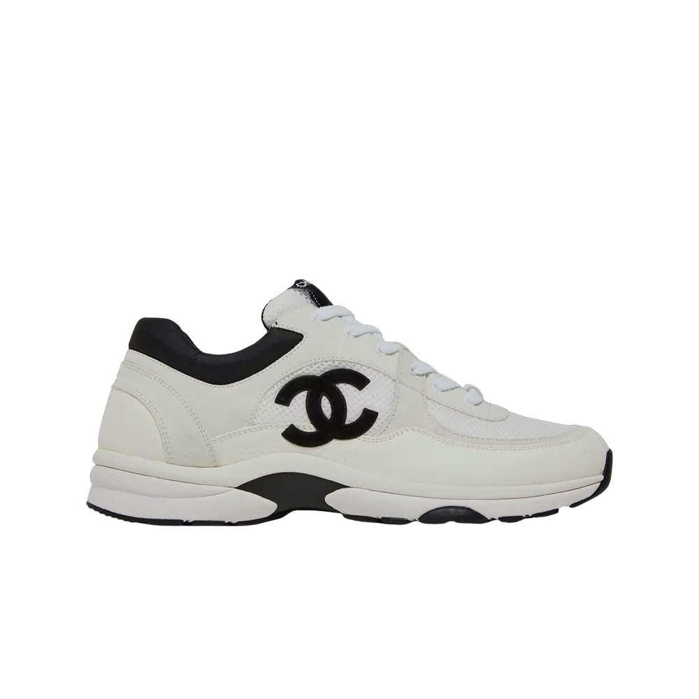 Chanel Sneakers Mesh Suede Calfskin Grained Calfskin & White Black