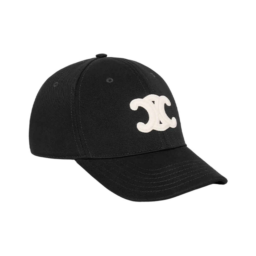 Celine Triomphe Baseball Cap in Cotton Black