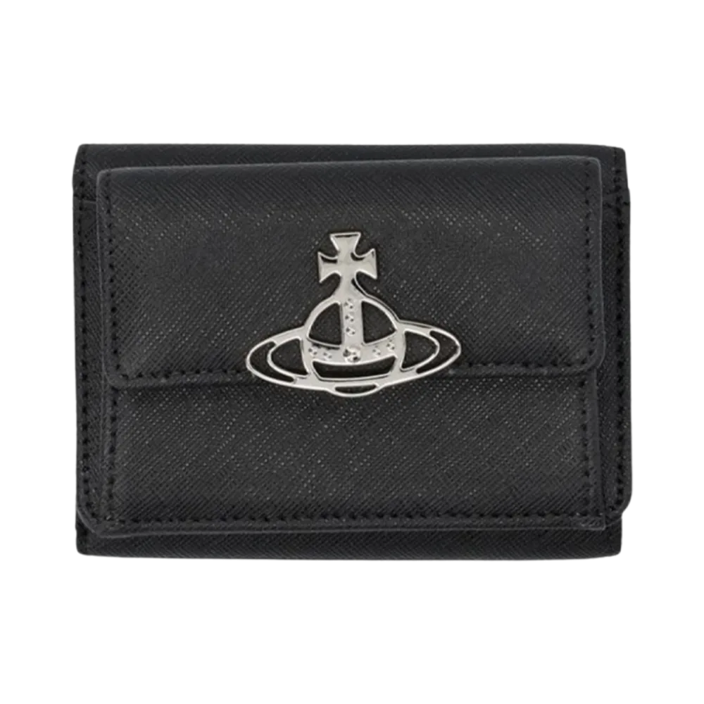Vivienne Westwood Saffiano Biogreen Orb Flap Wallet Black