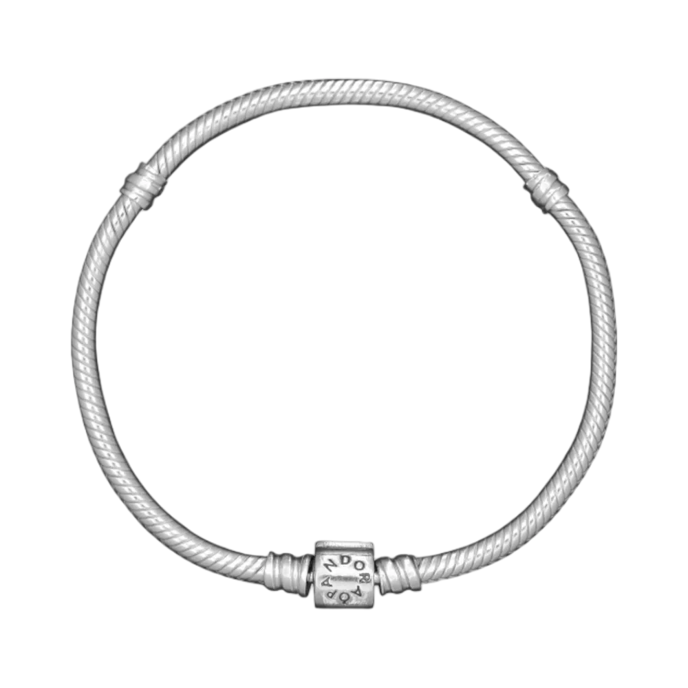 (W) Pandora Moments Barrel Clasp Snake Chain Bracelet Sterling Silver