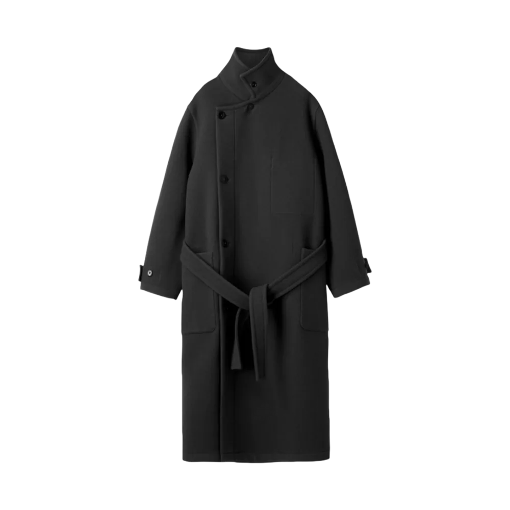 Lemaire Double Wool Wrap Coat Black