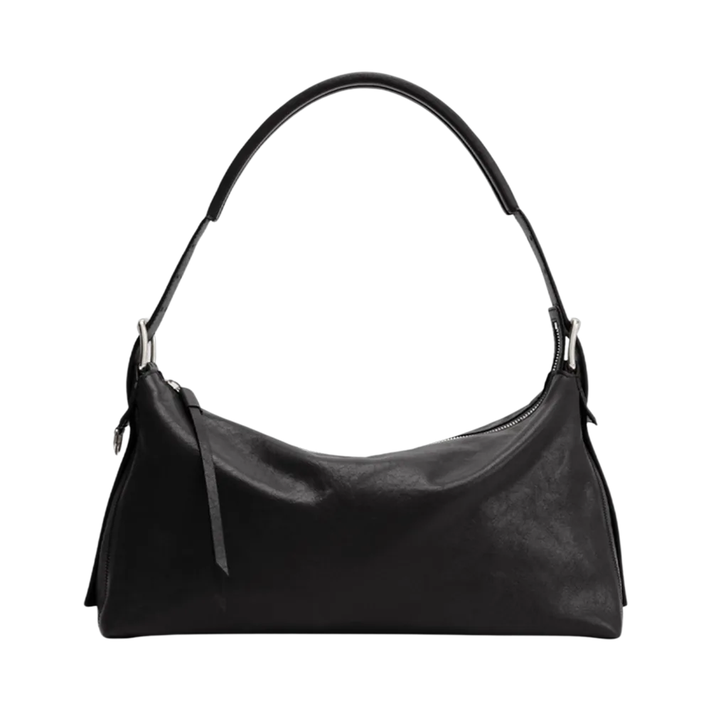 Lemaire Belted Leather Baguette Bag Dark Chocolate