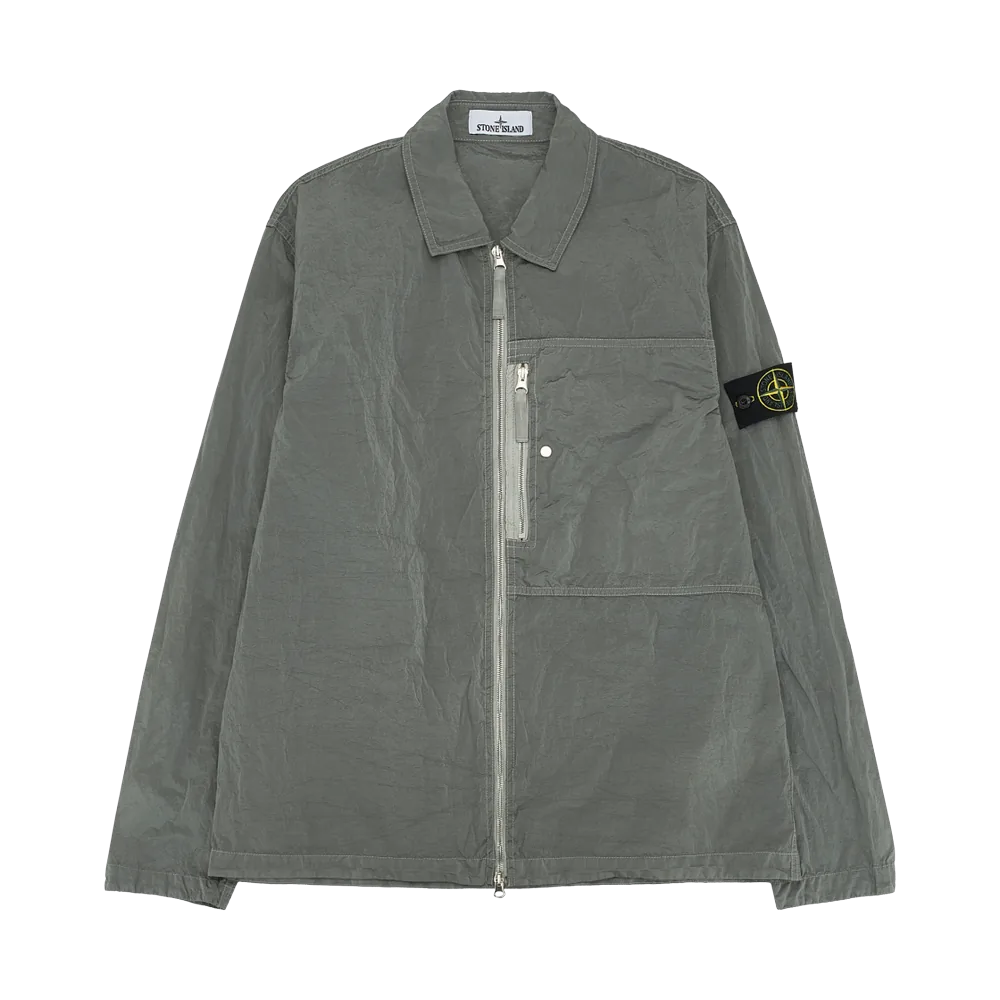 Stone Island 1200038 Nylon Metal In Econyl Regular-Fit Overshirt with Zip Pocket Pearl Grey - 26SS