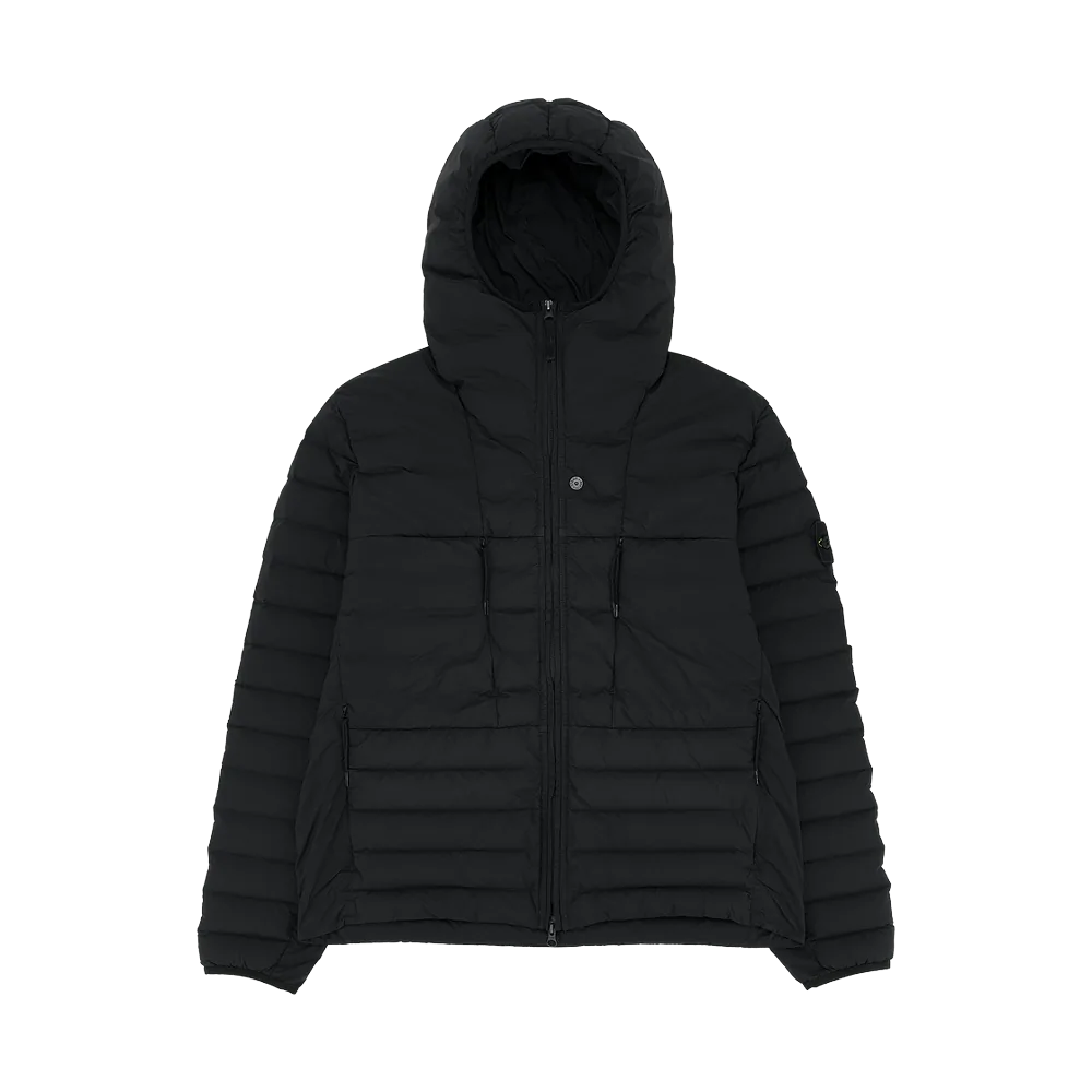 Stone Island 4100107 Seamless Tunnel Nylon Down-TC Hooded Down Jacket Black - 26FW