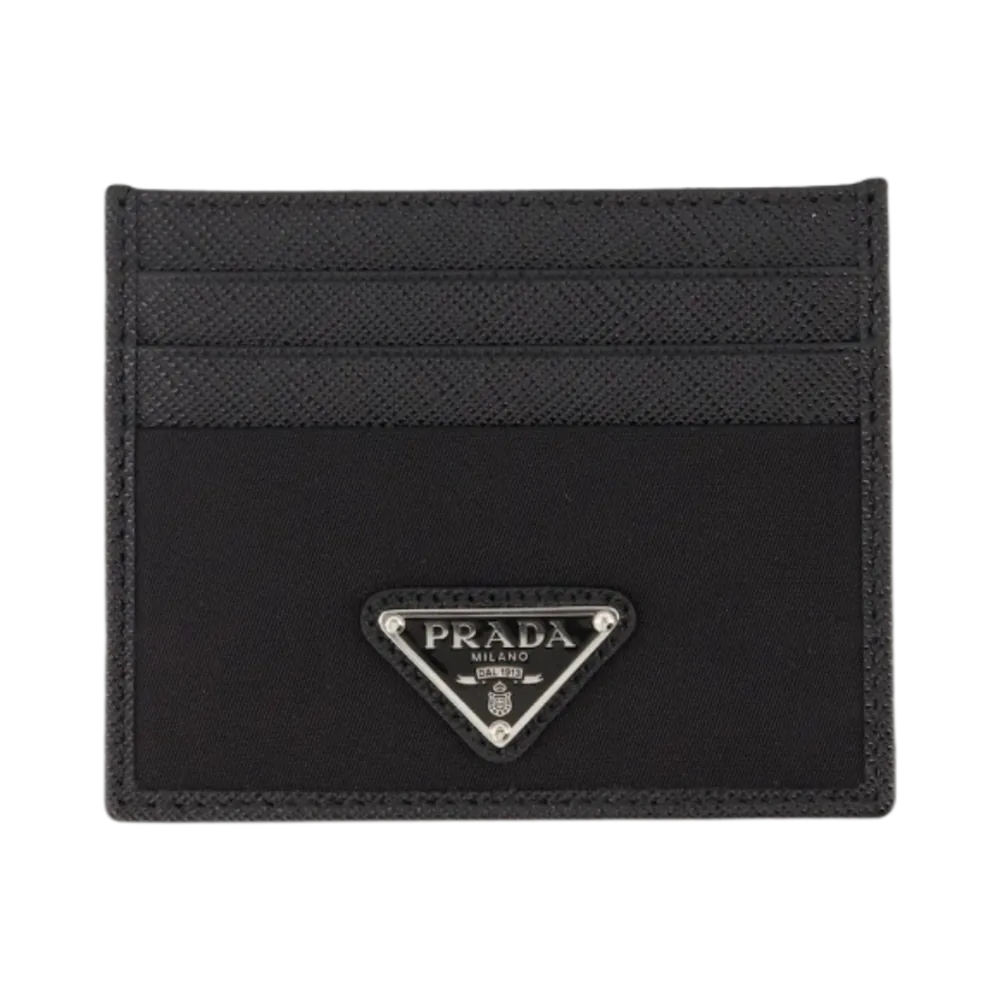 Prada Re-Nylon Saffiano Leather Card Holder Black