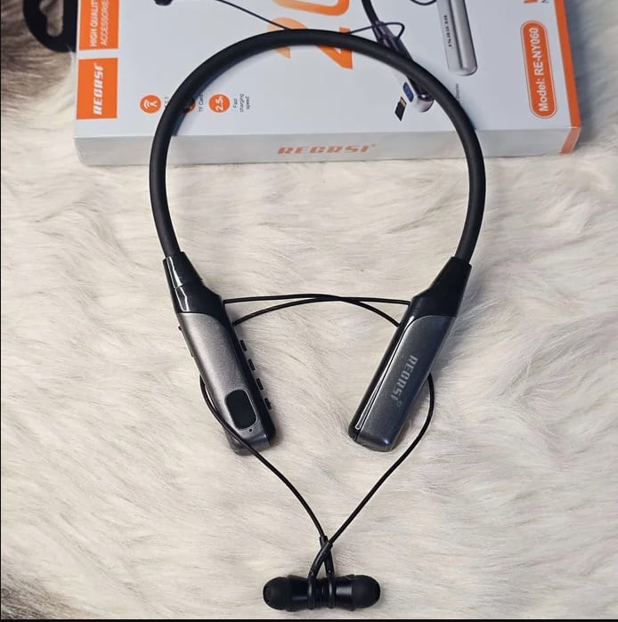 RECRSI RE-NY060 Wireless Bluetooth Neckband Earphones – 200H Standby Battery, Deep Bass, Bluetooth 5.3