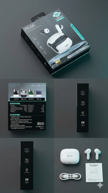 Music Airbuds BE-2123 Wireless Earbuds – 120 Hours Playtime with ENC & Deep Bass