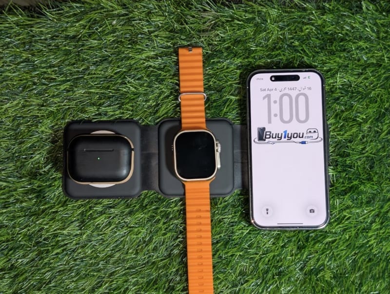 3-in-1 Foldable Magnetic Wireless Charger – 15W Fast Charging Station for iPhone, Apple Watch & AirPods