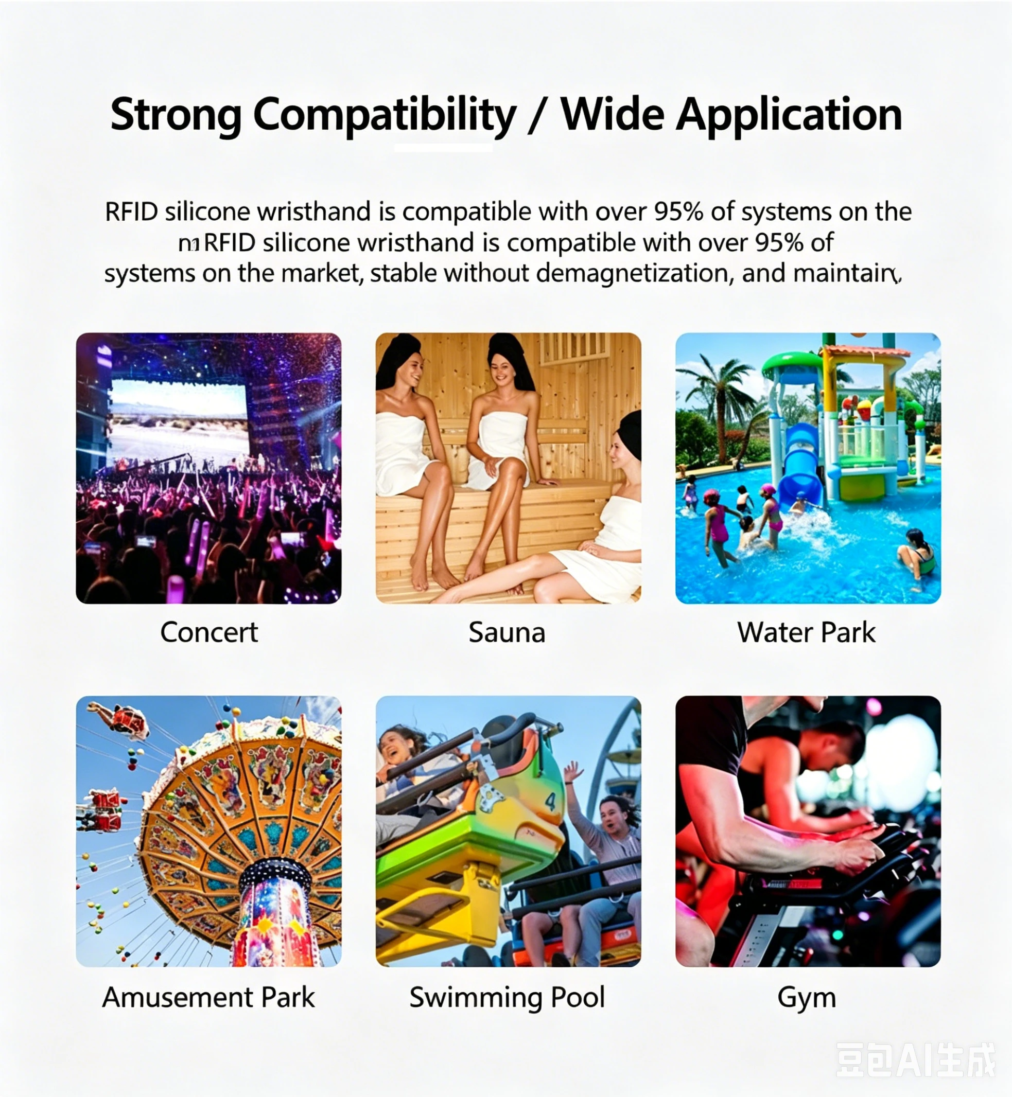 RFID Silicone Wristband 13.56MHz NFC Smart Wristband for Gym Water Park Access Control 4