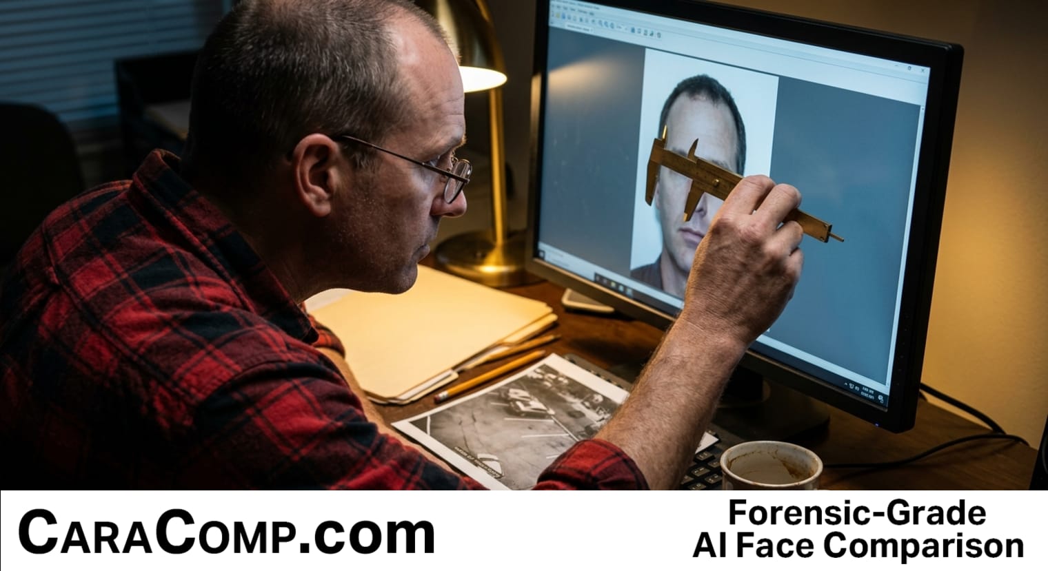 cctv facial recognition split screen showing camera footage frame beside two com