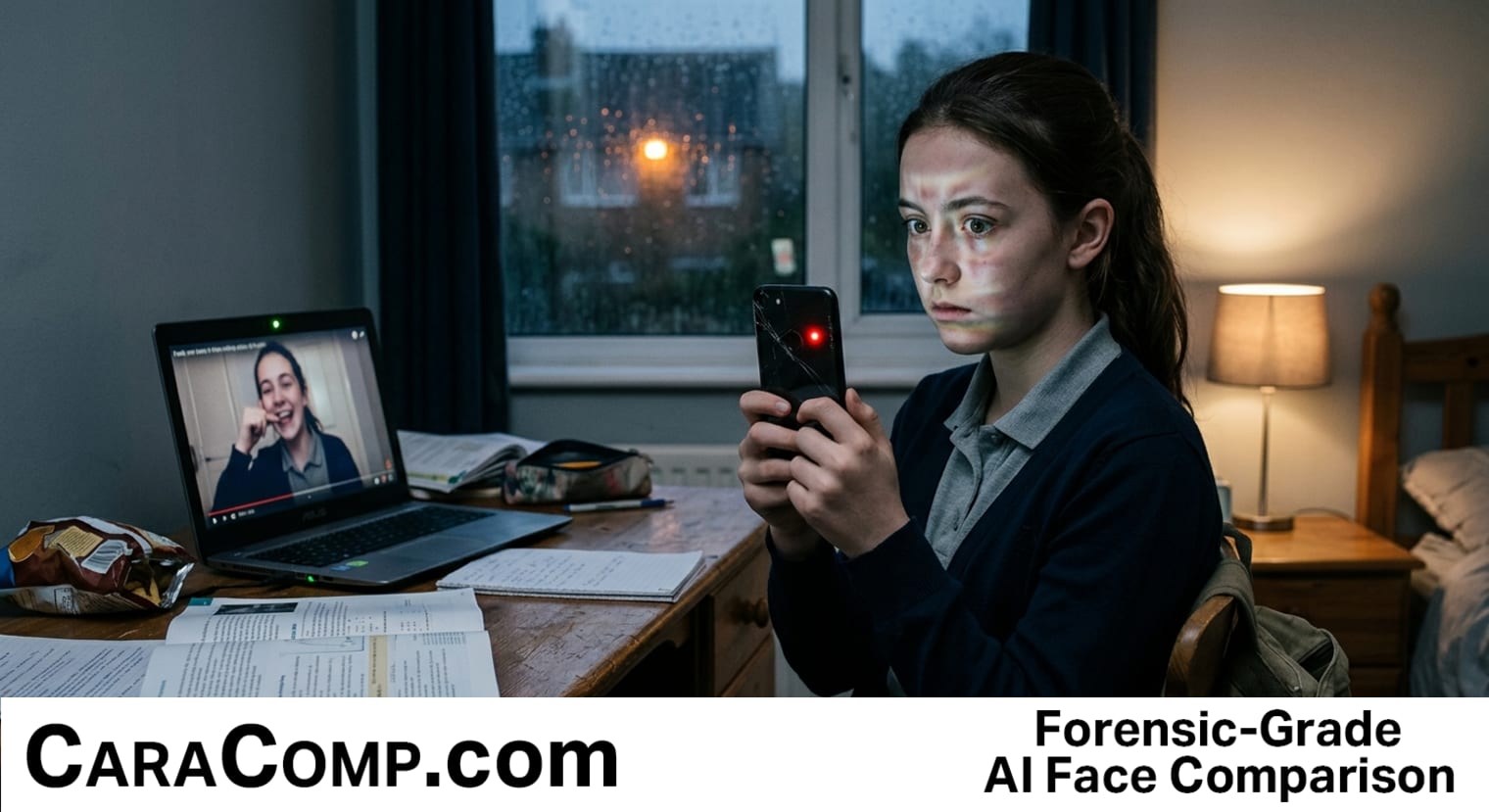 deepfake ai app, deepfake app, glowing face outline splitting into digital pixel