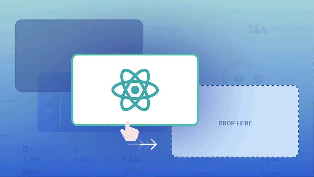 react logo with drag and drop representation
