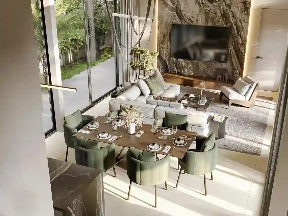 Proxima Villas interior — open-plan living with floor-to-ceiling windows