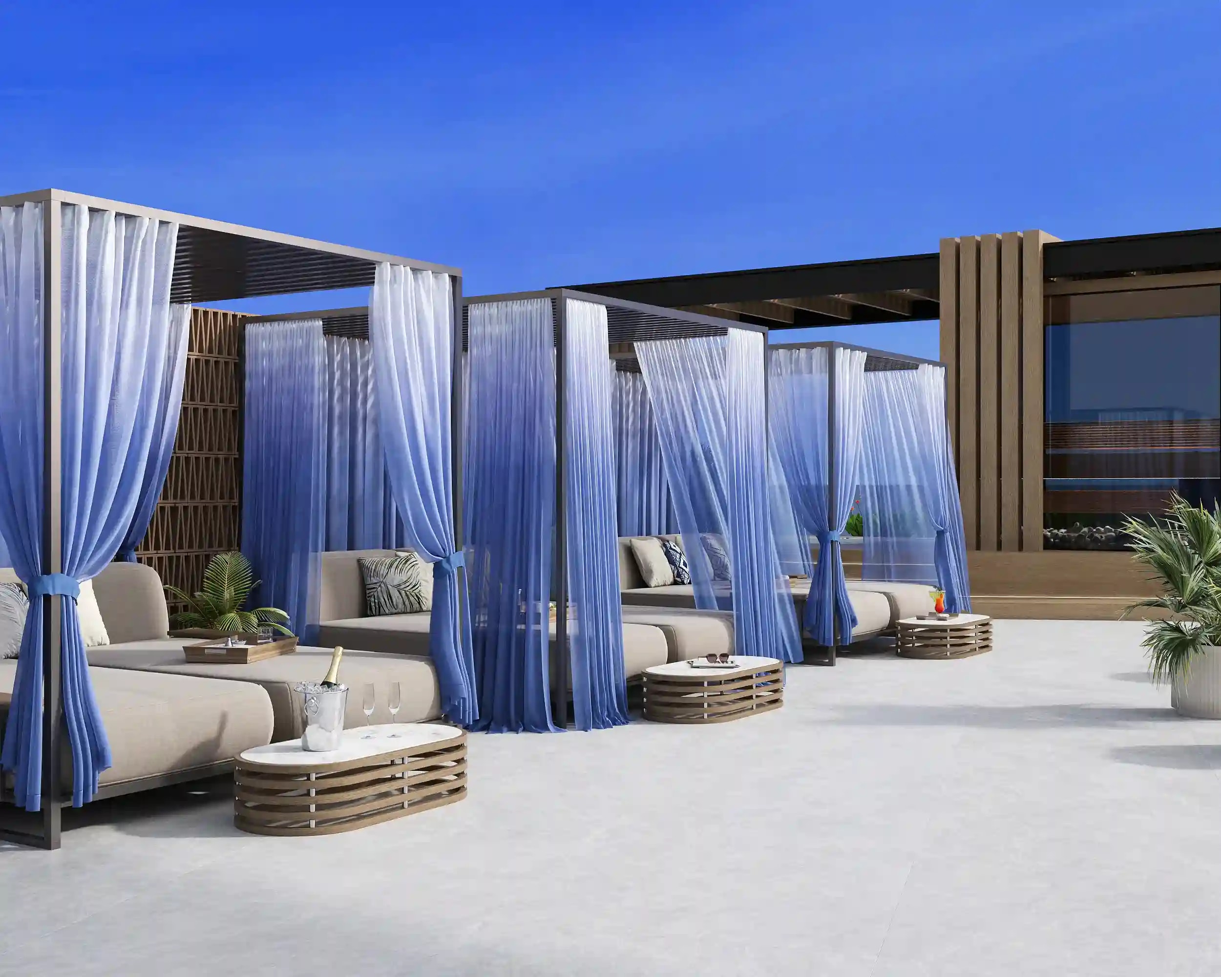 Residents’ lounge or pool deck — designer interior