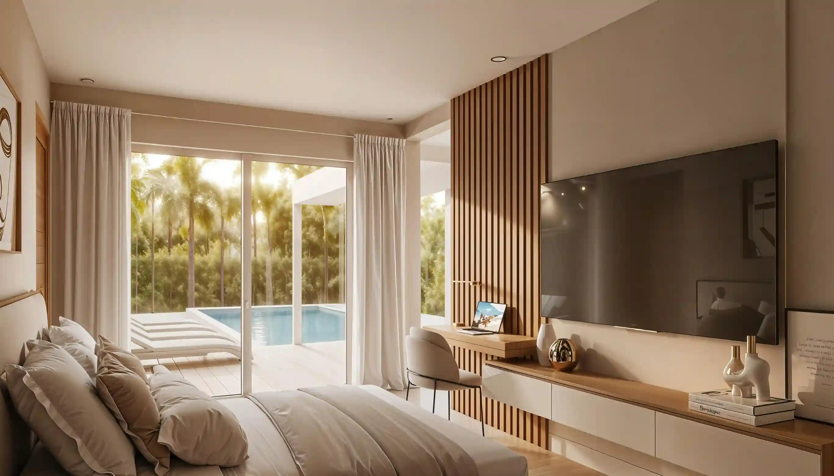 Akara Pool Villas interior kitchen and living