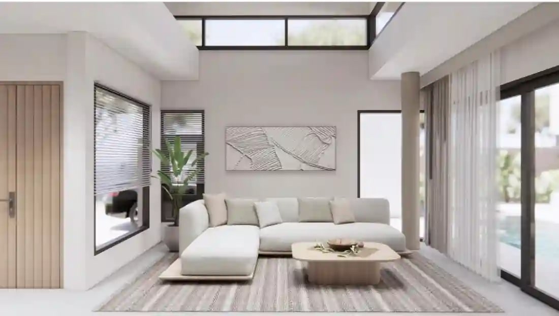 ToSummer Villa interior living area — warm tropical colour palette