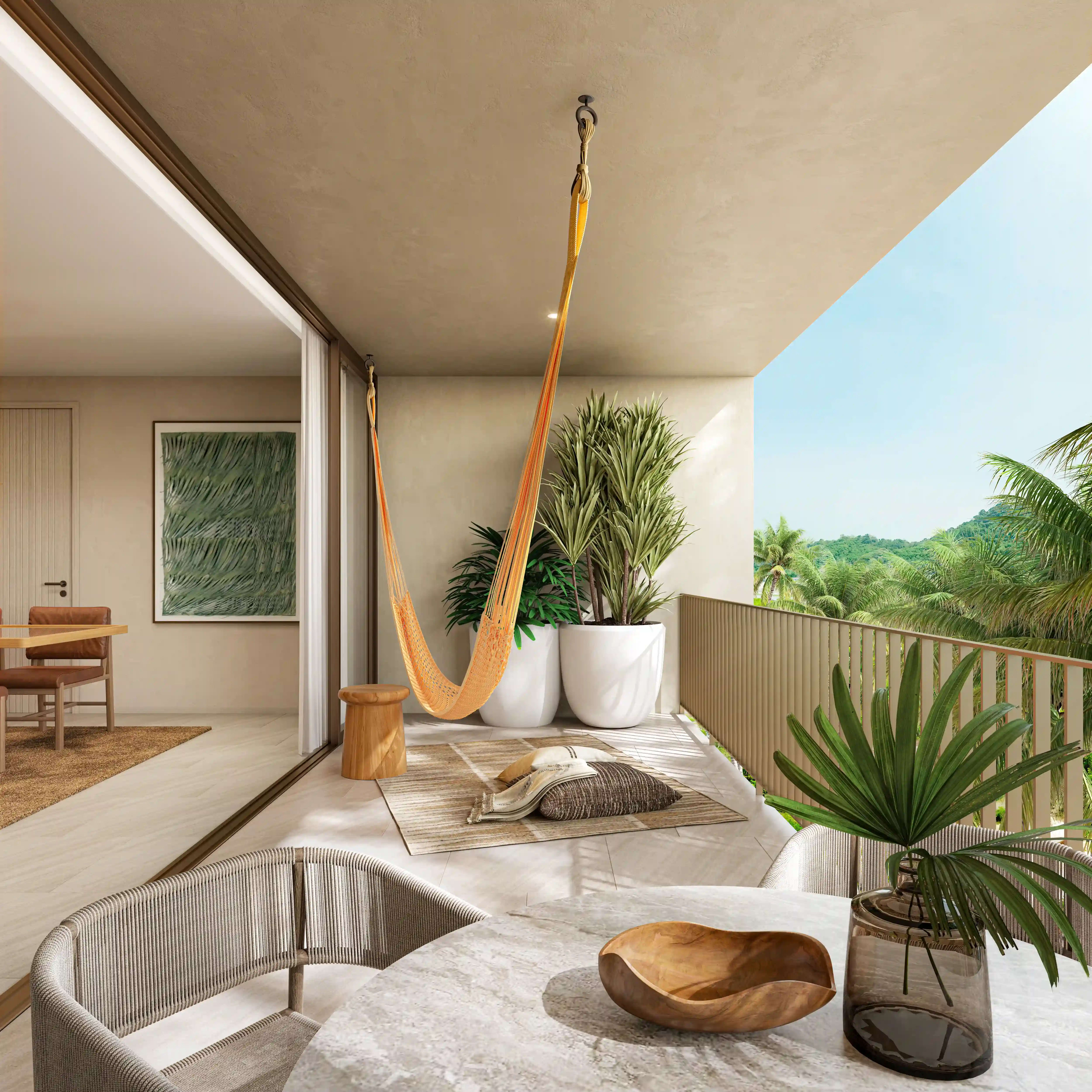 Surfhouse Residences interior — living area with coastal design