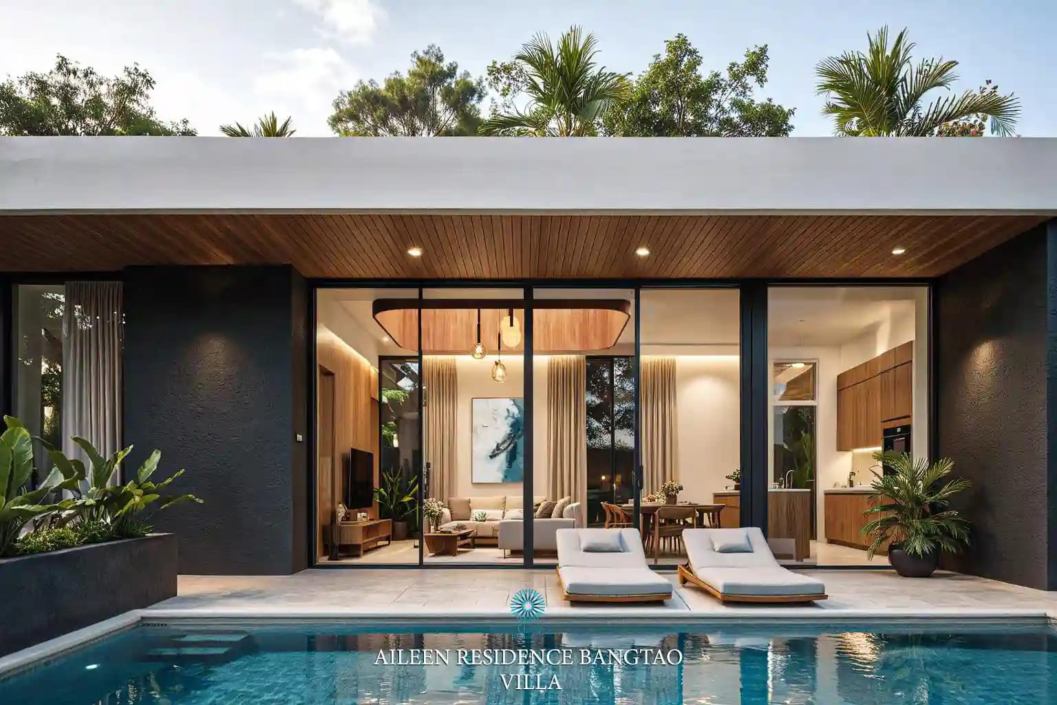 Aileen Residence Lagoon interior open-plan living and kitchen