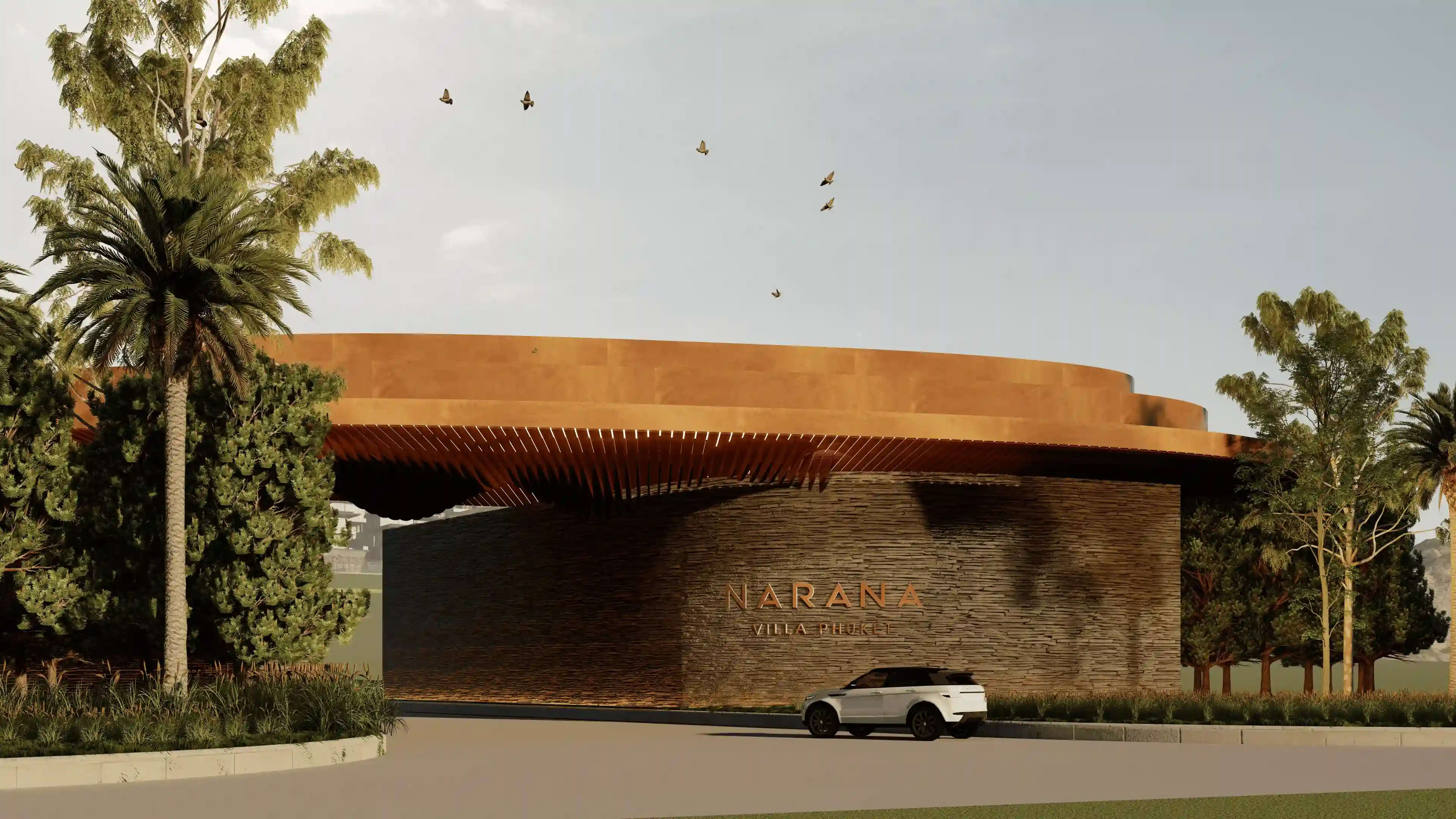 Narana Villa exterior — tropical garden and pool area