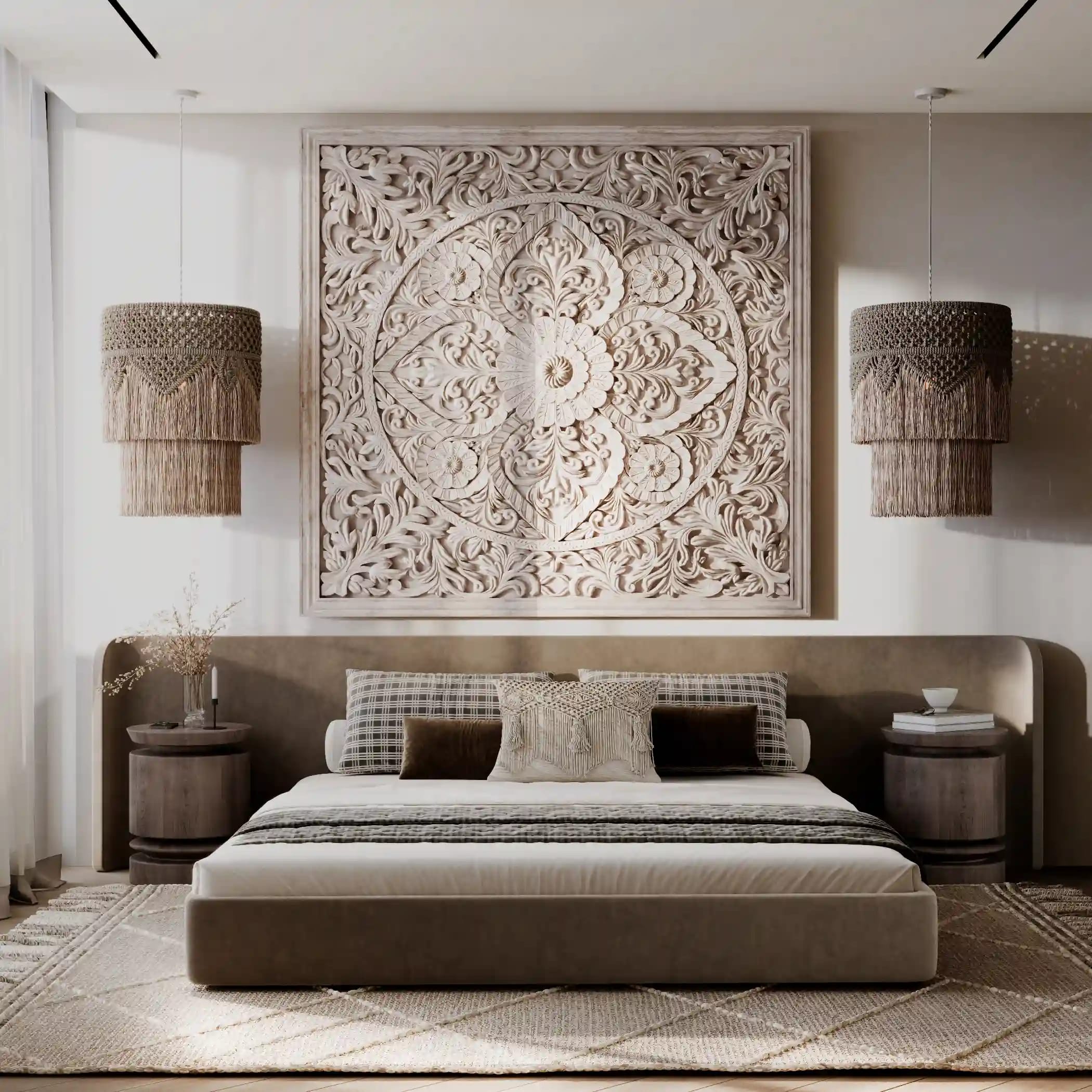 Sunny Moon Village interior — bedroom with bright tropical décor