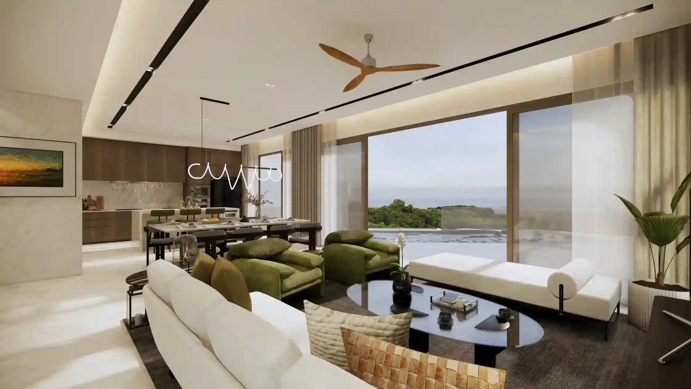 Interior bedroom with view