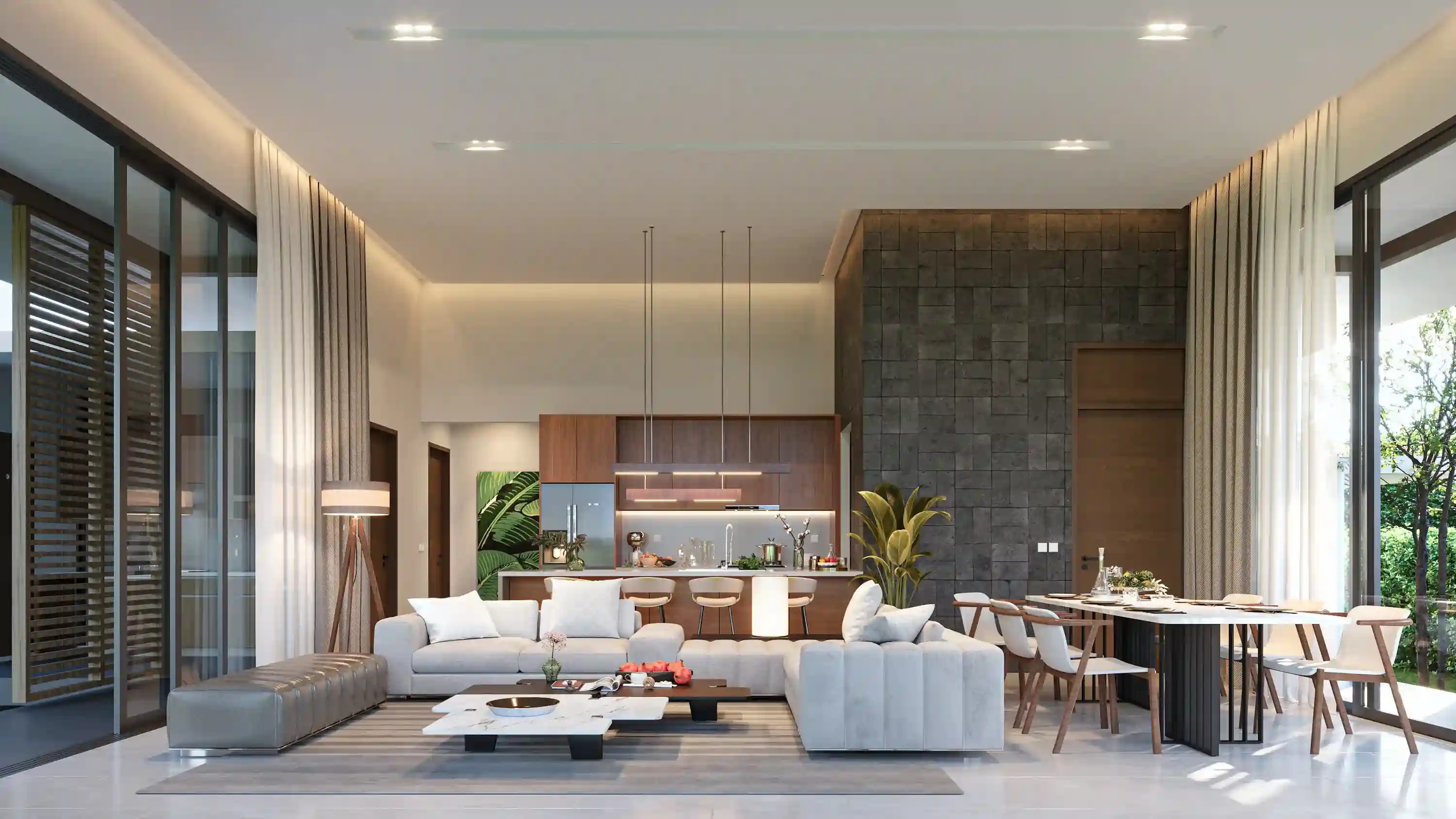 Villa Cerulean interior — master bedroom with garden outlook