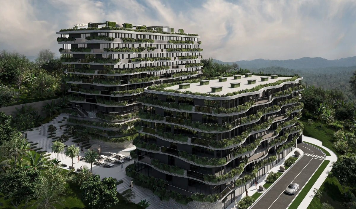 Sunny Moon condominium exterior, garden and building facade, Rawai Phuket
