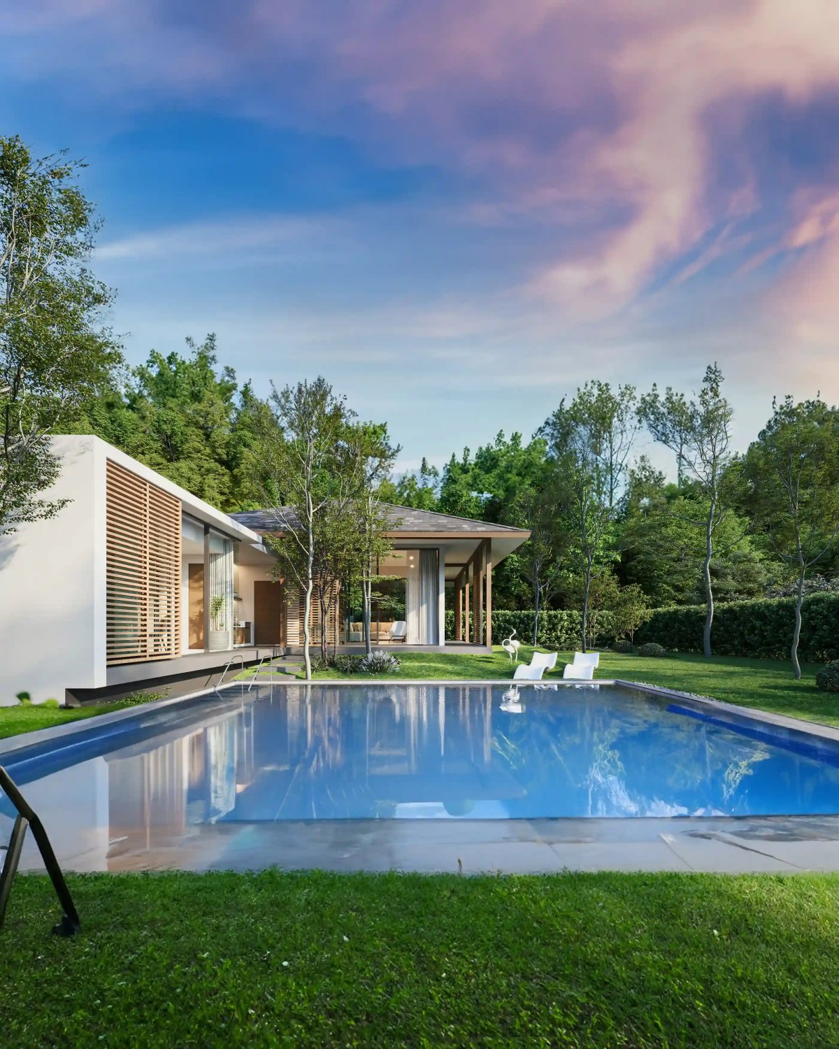 Villa Cerulean exterior, modern tropical villa with pool
