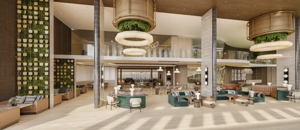 Residents’ lounge or pool deck, designer interior