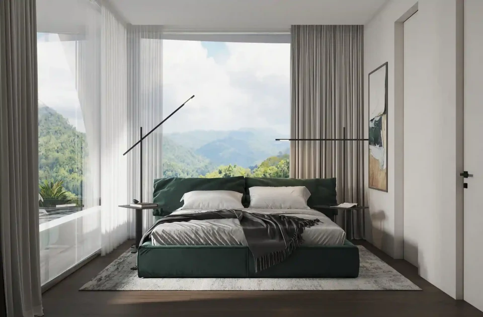Grand Avenue Residence, furnished interior with bedroom and lounge configuration
