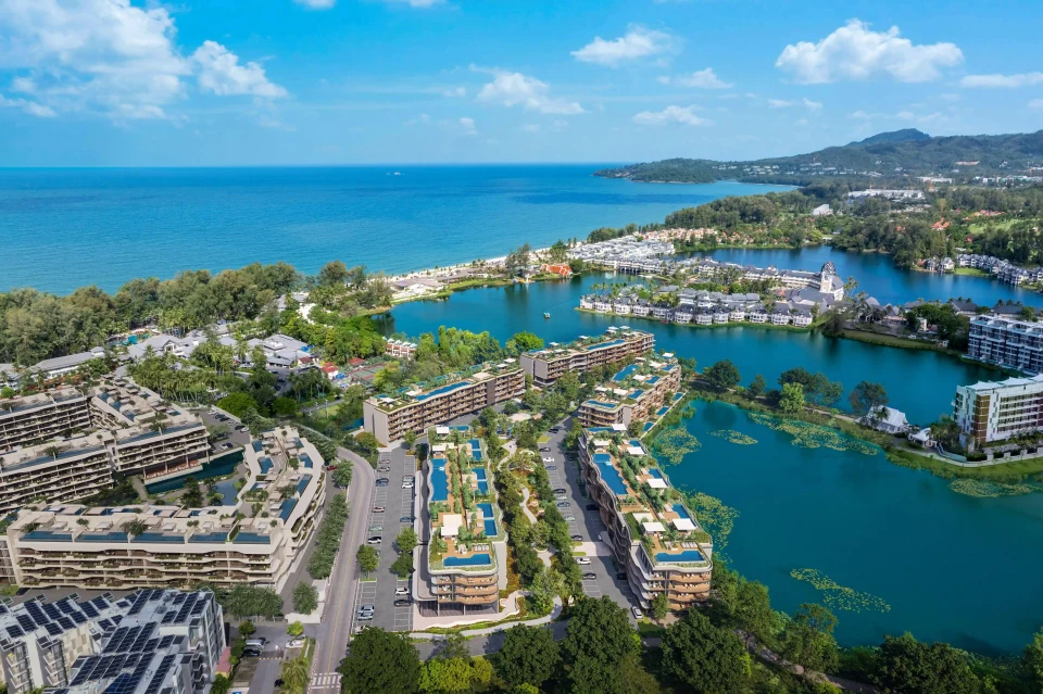 Bellaguna Lotus exterior, waterfront building in Laguna Phuket