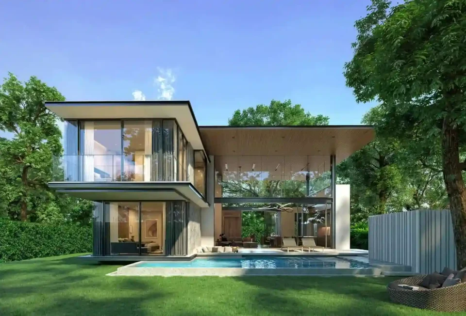 Botanica Foresta 2 interior, villa living space with natural materials