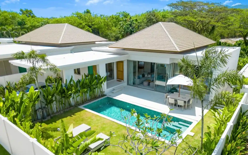 Trichada Essence exterior, tropical pool villa in Layan Phuket