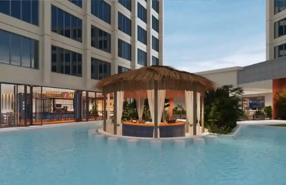 Residents’ lounge or pool deck, designer interior