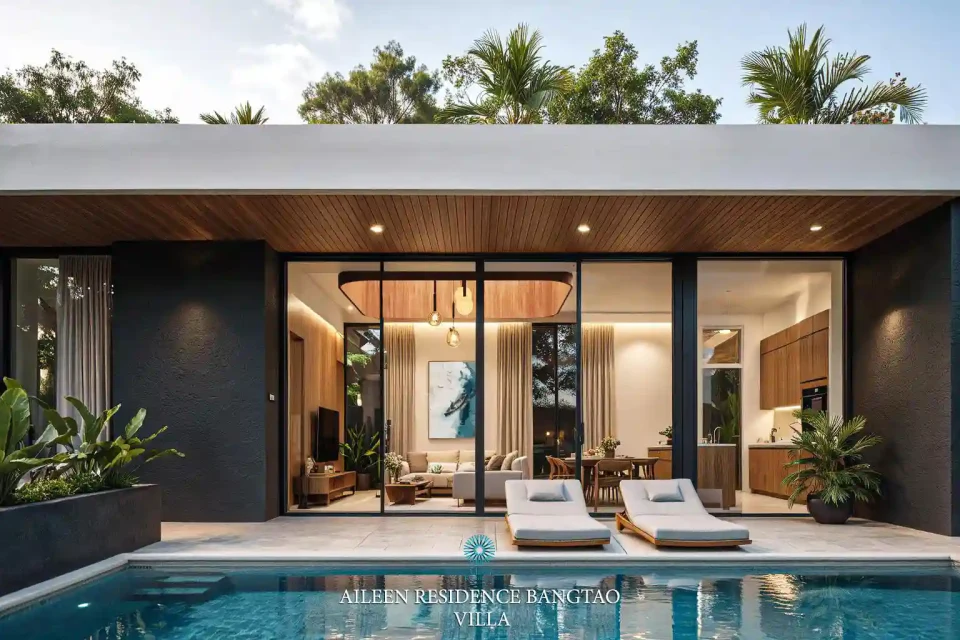 Aileen Residence Lagoon interior open-plan living and kitchen