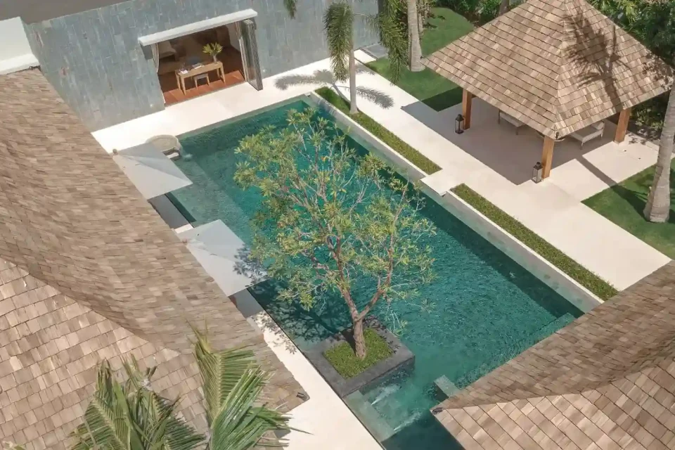 Anchan Burgundy exterior, tropical contemporary villa in Nai Yang
