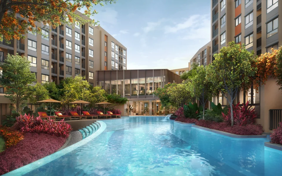 Dcondo Cove, building exterior and site overview