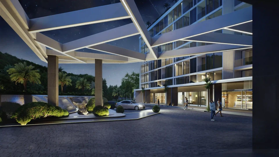 Next Point Condominium building facade, eco-conscious residential development in Rawai